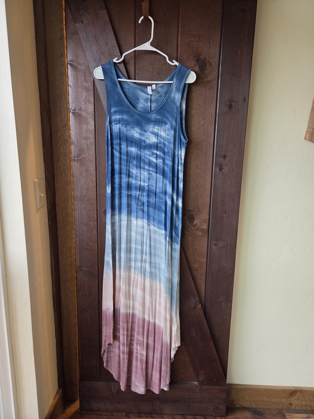 Cable & Gauge Sleeveless Tie-Dye Maxi Dress - Blue, White & Pink